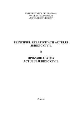 Referat - Principiul Relativității Actului Juridic Civil