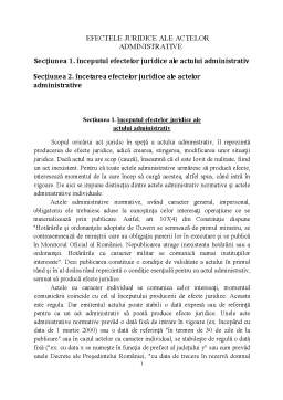Referat - Efectele Juridice ale Actelor Administrative