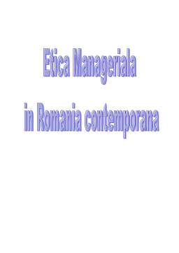 Proiect - Etica managerială în România contemporană