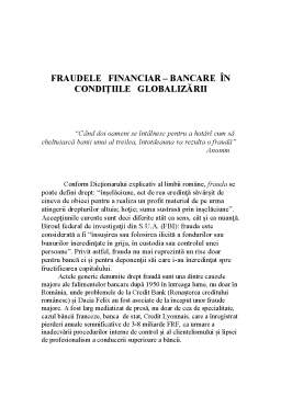 Referat - Fraudele Financiar - Bancare în Condițiile Globalizării