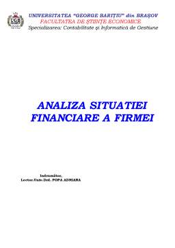 Proiect - Analiza Situatiei Financiare a Firmei