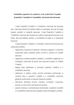 Referat - Atribuțiile organelor de conducere ale corpului experților contabili și contabililor autorizați din România