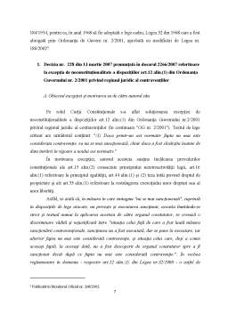 Referat - Comentarii la Decizia 228-2007 a Curtii Constitutionale Referitoare la Art 12 din OG 2-2001 privind Regimul Juridic al Contraventiilor