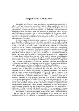 Referat - Integration and Globalization - Different Aproach