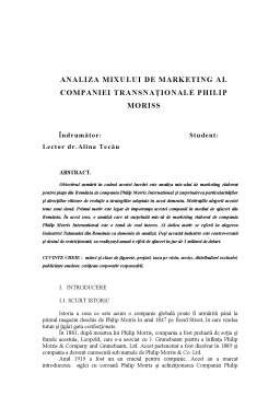 Proiect - Analiza mixului de marketing al companiei transnaționale Philip Morris Internațional