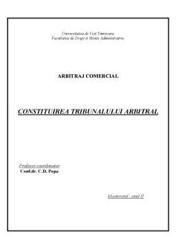 Referat - Arbitraj Comercial - Constituirea Tribunalului Arbitral