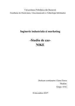 Referat - Inginerie industrială și marketing - studiu de caz Nike