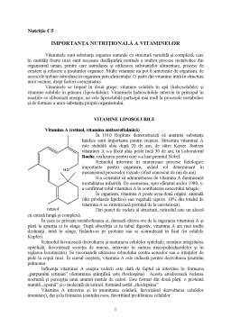 Curs - Nutriție umană și toxicologie c5 - importanța nutrițională a vitaminelor