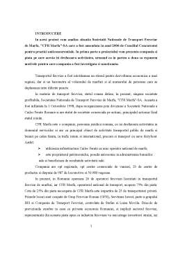 Referat - CFR Marfă amendată de Consiliul Concurenței