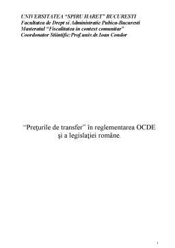 Referat - Prețurile de transfer în reglementarea OCDE și a legislației românești