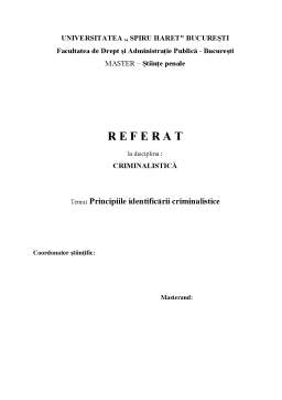 Referat - Principiile Identificării Criminalistice
