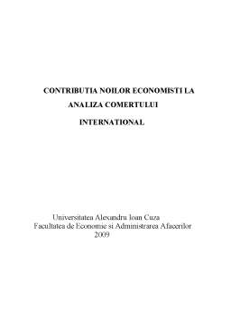 Referat - Contribuția noilor economiști la comerțul internațional