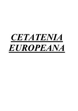 Referat - Cetatenia Europeana