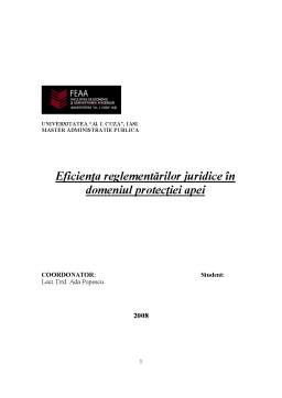 Referat - Eficiența Reglementărilor Juridice în Domeniul Protecției Apei