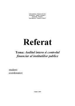 Referat - Auditul intern și controlul financiar al instituțiilor publice