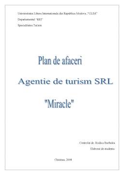 Proiect - Plan de afaceri - agenție de turism Miracle SRL