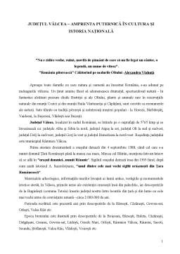 Referat - Județul Vălcea - Amprenta Puternică în Cultura și Istoria Națională