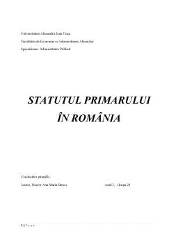 Proiect - Statutul Primarului în România