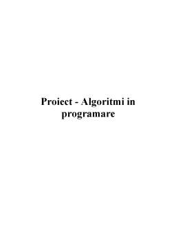 Proiect - Proiect Algoritmi în Programare