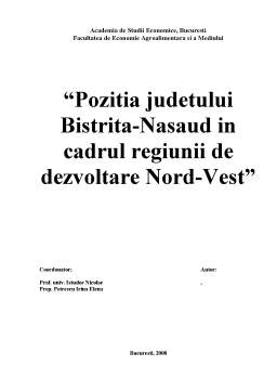 Proiect - Poziția județului Bistrița-Năsăud în cadrul regiunii 6 - nord vest
