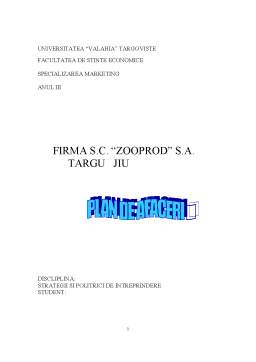Referat - Plan de afaceri - SC Zooprod SA Târgu-Jiu