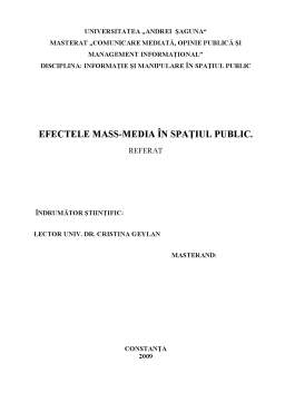 Proiect - Efectele mass media în spațiul public