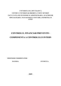 Referat - Controlul financiar preventiv - componentă a controlului intern