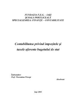 Proiect - Contabilitatea privind Impozitele și Taxele Aferente Bugetului de Stat