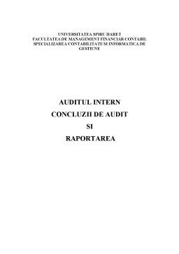 Proiect - Auditul Intern - Concluzii de Audit și Raportarea