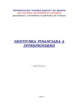 Seminar - Gestiunea financiară a întreprinderii