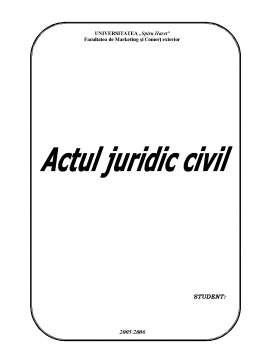 Referat - Actul Juridic Civil