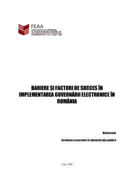 Referat - Factori de succes și impedimente în implementarea guvernării electronice în România