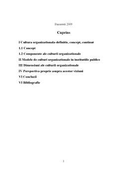 Referat - Cultura organizațională - conținut, forme, tipuri în instituții și autorități publice