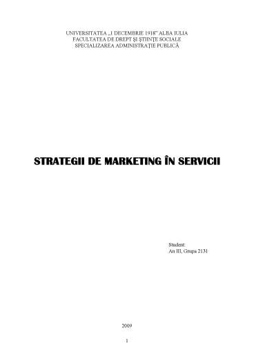 Strategii de Marketing în Servicii | Referat [DOC]