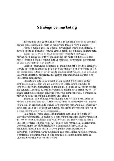 Strategii de Marketing | Referat [DOC]