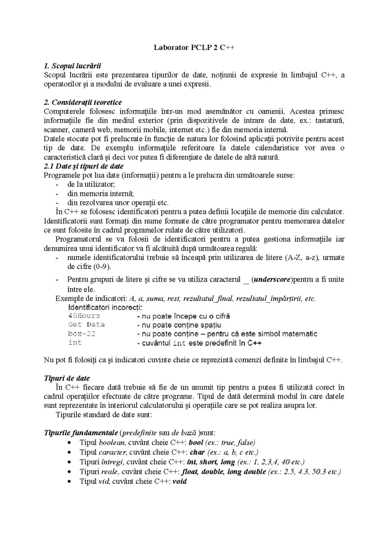 Tipuri de date - Laborator - Limbaje de Programare #115893 | RegieLive