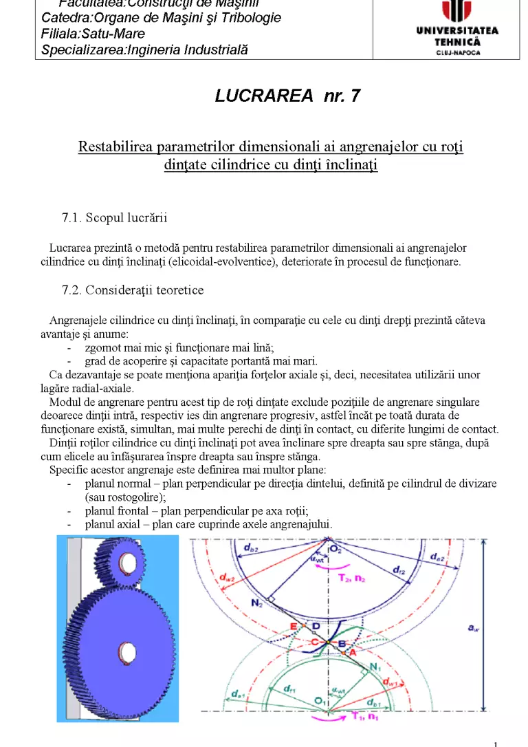 Restabilirea Parametrilor Dimensionali ai Angrenajelor cu Roți Dințate ...