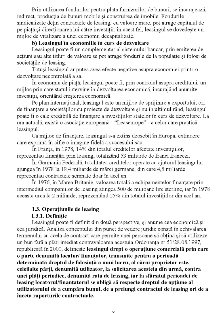 Leasingul Leasingul, sursă a capitalurilor - Licență - Economie #130065 | RegieLive