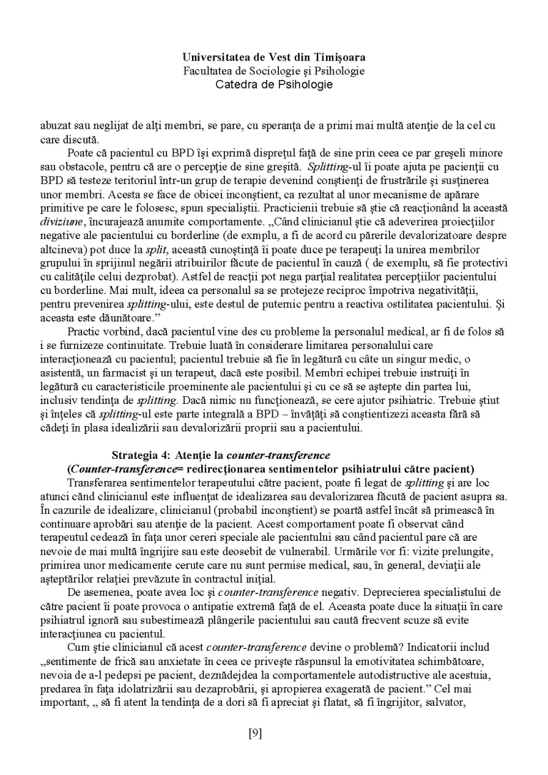 Borderline Personality Disorder - Proiect - Engleză #150434 | RegieLive