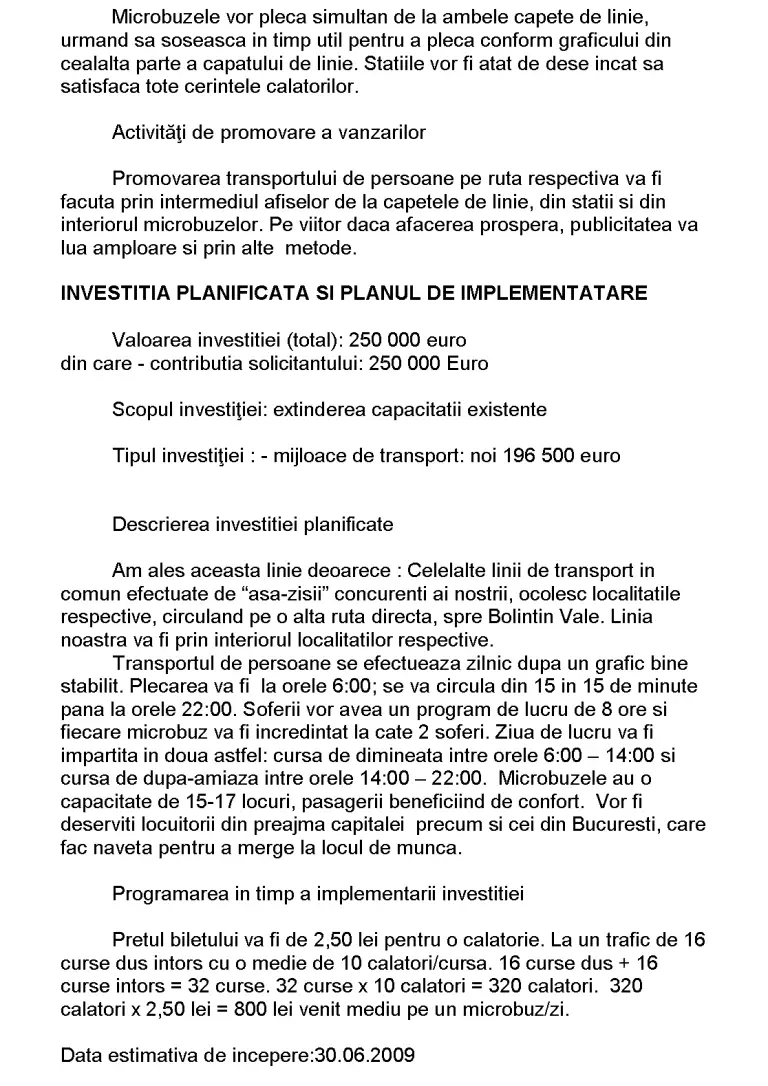 Plan de Afaceri - SC Milin Company SRL - Proiect - Management #159162 ...
