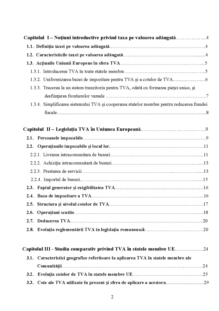 Studiu comparativ privind așezarea și perceperea TVA în diferite state ...