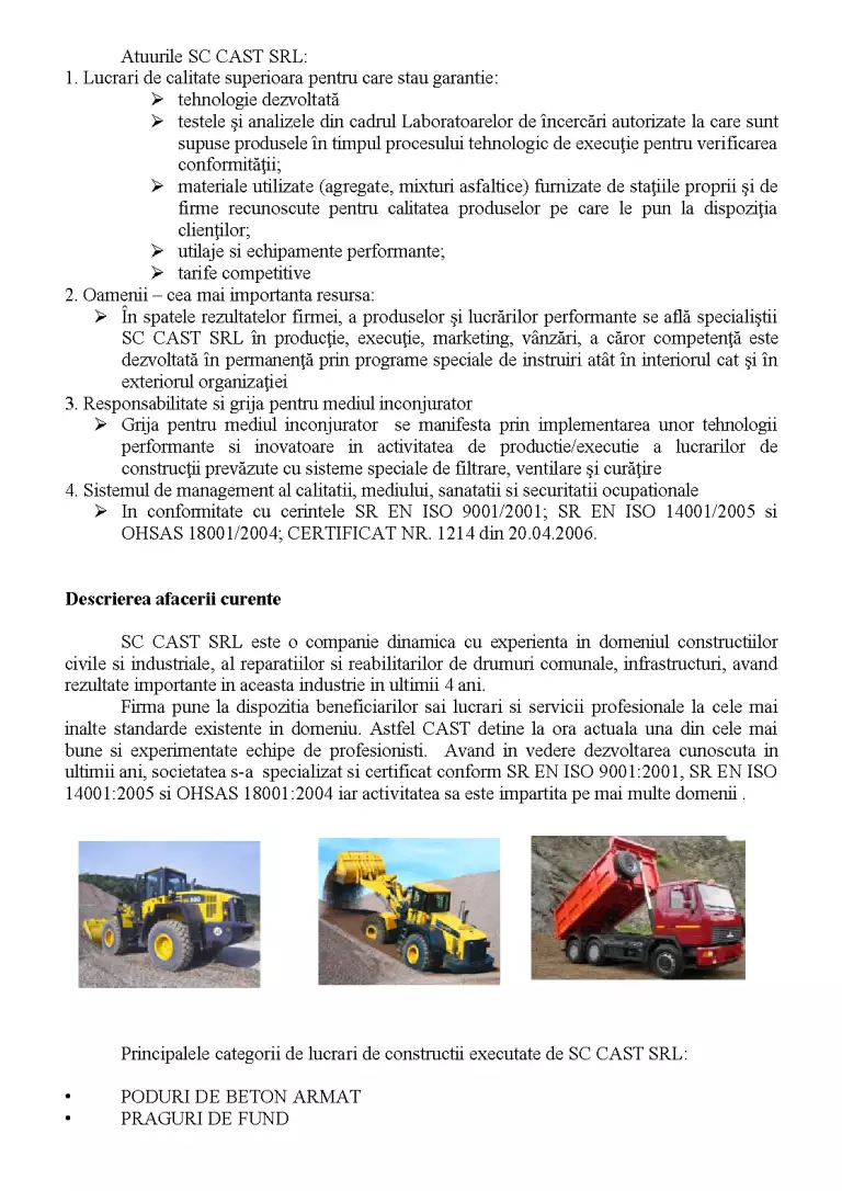 Proiect Inovant - SC Cast SRL - Proiect - Management #191816 | RegieLive