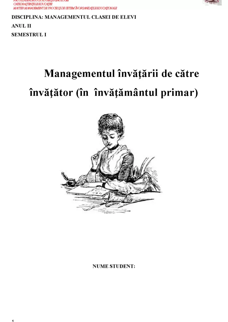 Managementul Învățării de Către Învățător în Învățământul Primar ...