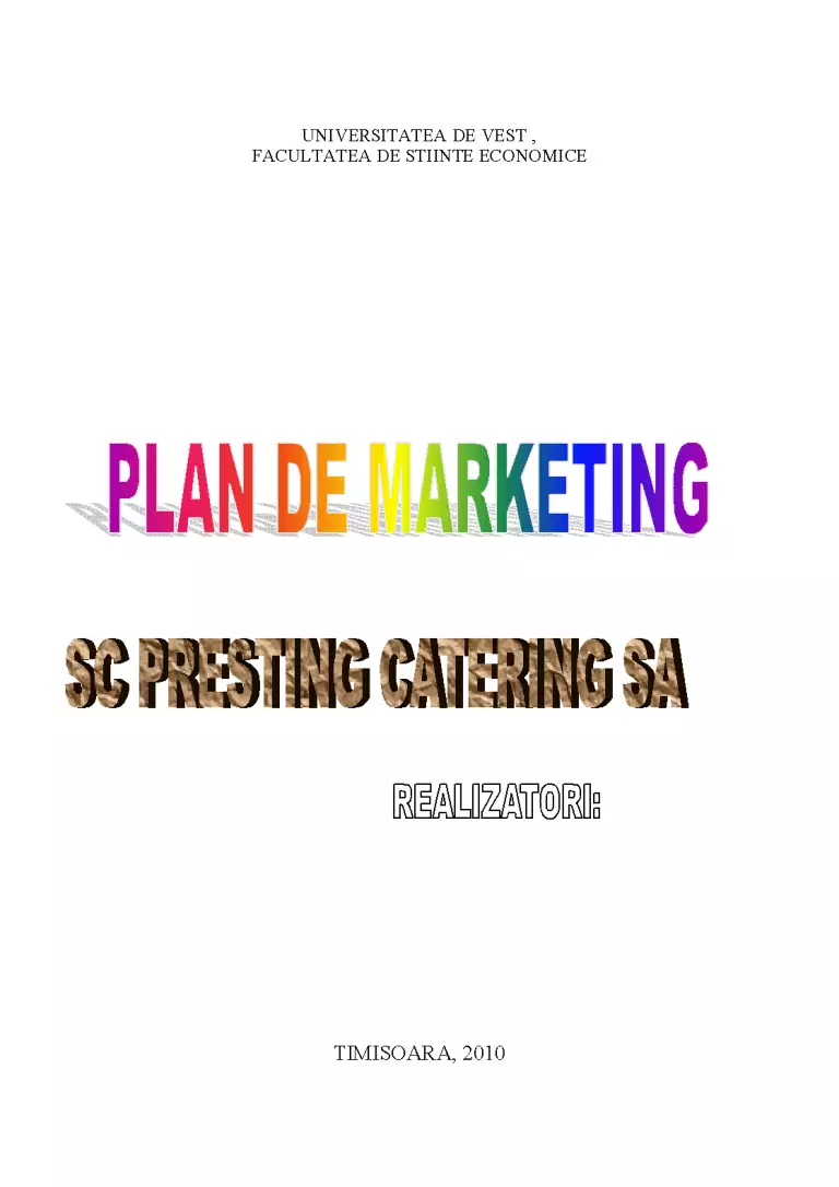 Plan de Marketing - SC Presting Catering SA - Proiect - Marketing ...
