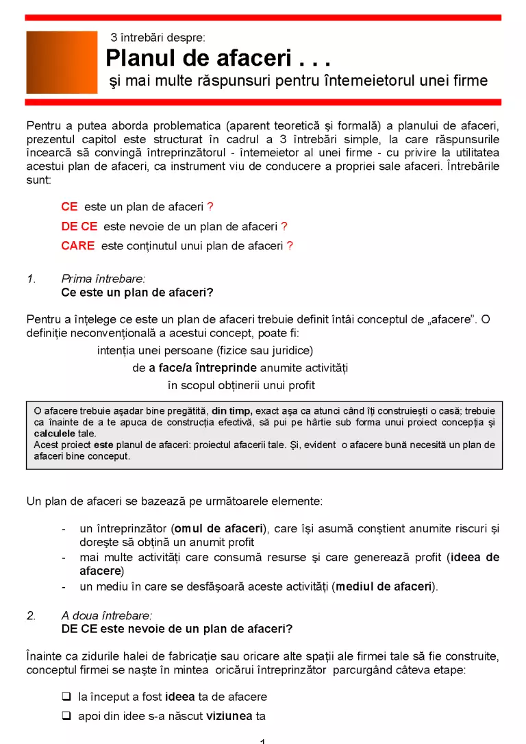 Plan de Afaceri - Proiect - Economie #21814 | RegieLive