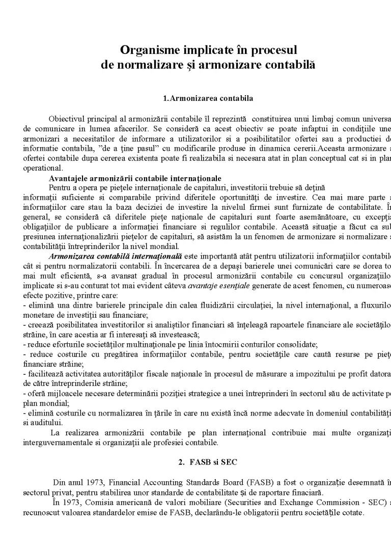 Normalizare Organisme Implicate în Procesul de Normalizare și Armonizare Contabilă ...