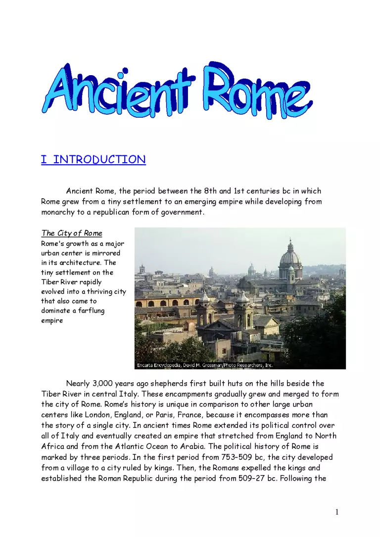 Roma Antică - Referat - Engleză #24231 | RegieLive