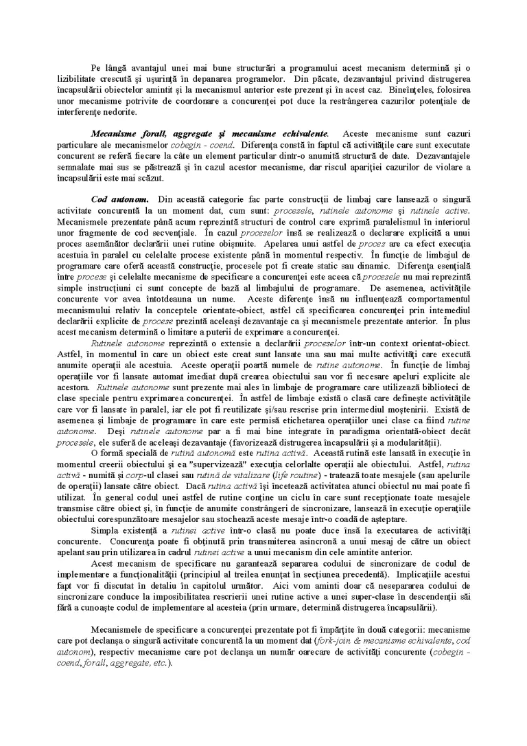 Specificare Mecanisme de specificare și interacțiune a activităților concurente în ...
