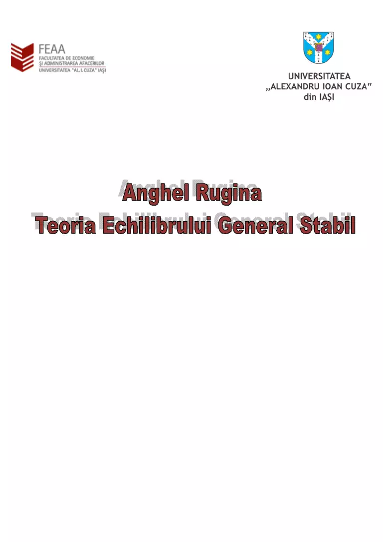 Anghel Rugina Anghel Rugină și teoria echilibrului general stabil - Referat ...