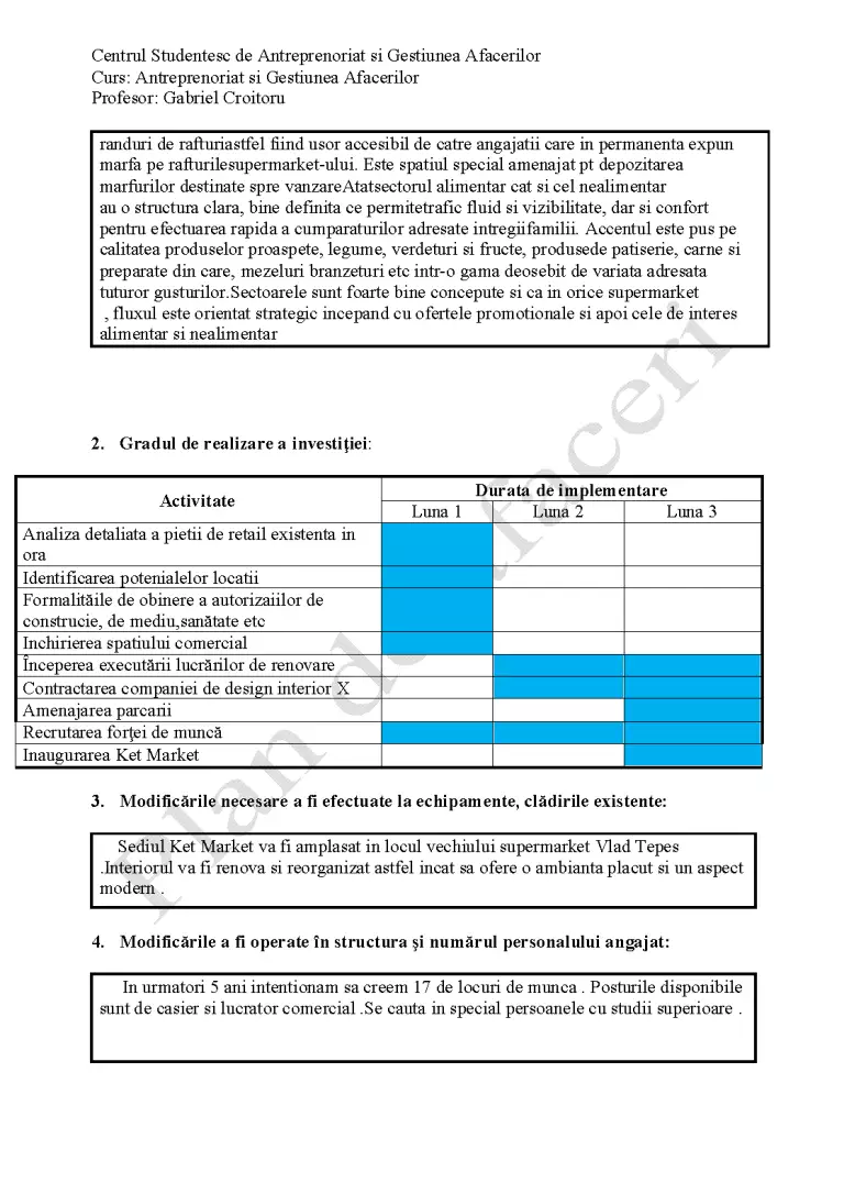 Planul de afaceri al unui supermarket - Proiect - Finanțe #375523 ...